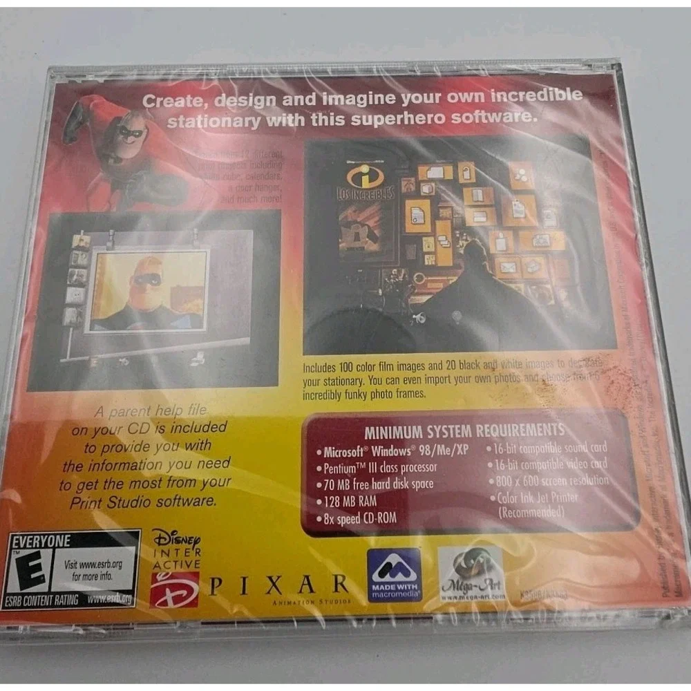 Disney Pixar The Incredibles PC-CD ROM Print Studio Video Game Sealed New PC